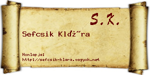 Sefcsik Klára névjegykártya